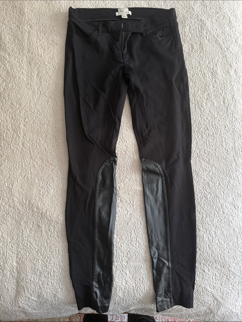 Black Faux Leather Panel Riding Leggings